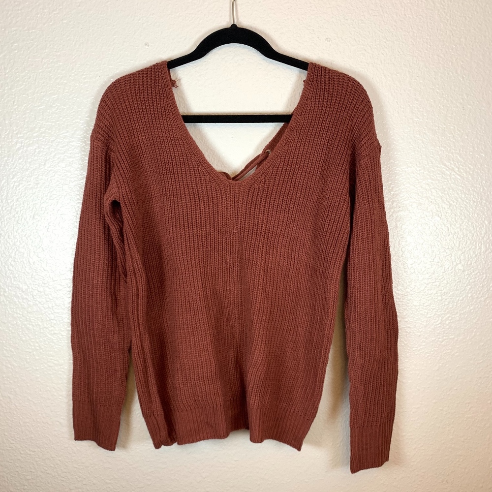 Rust Orange Long Sleeve Small Knit Sweater